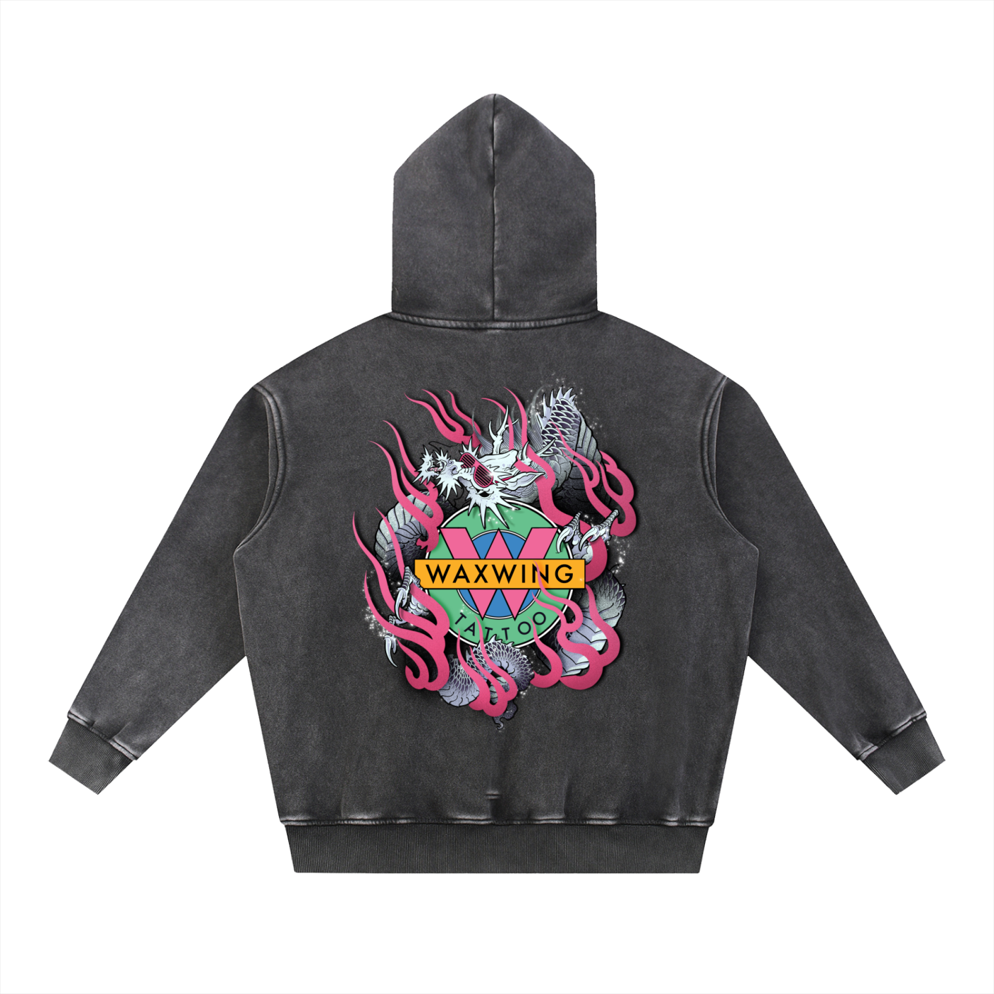 Cool Dragon Snow Wash Fleece Oversize Hoodie