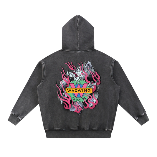 Cool Dragon Snow Wash Fleece Oversize Hoodie